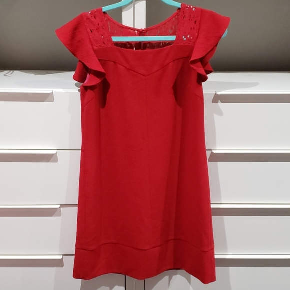 EUC Anthropologie Red A line Dress size 0 - Picture 1 of 7
